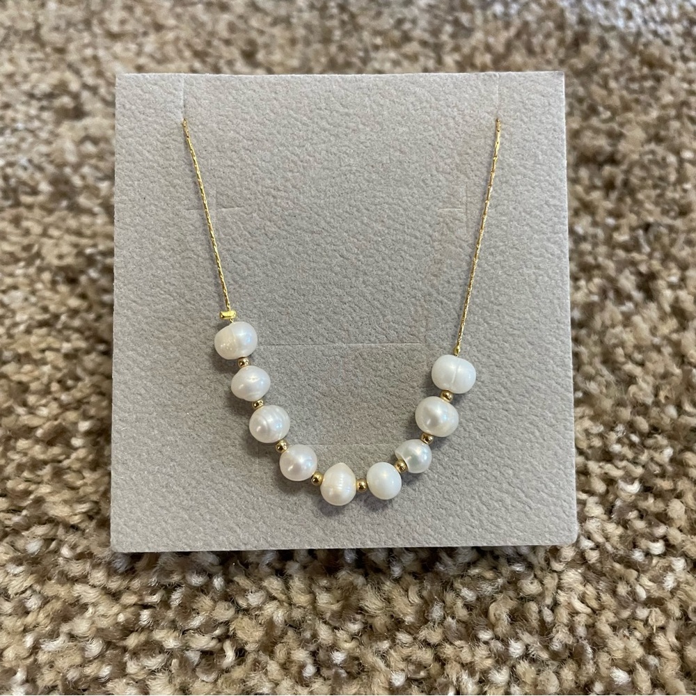 Fresh Water Pearls Stainless Steel Gold Chain Bracelet